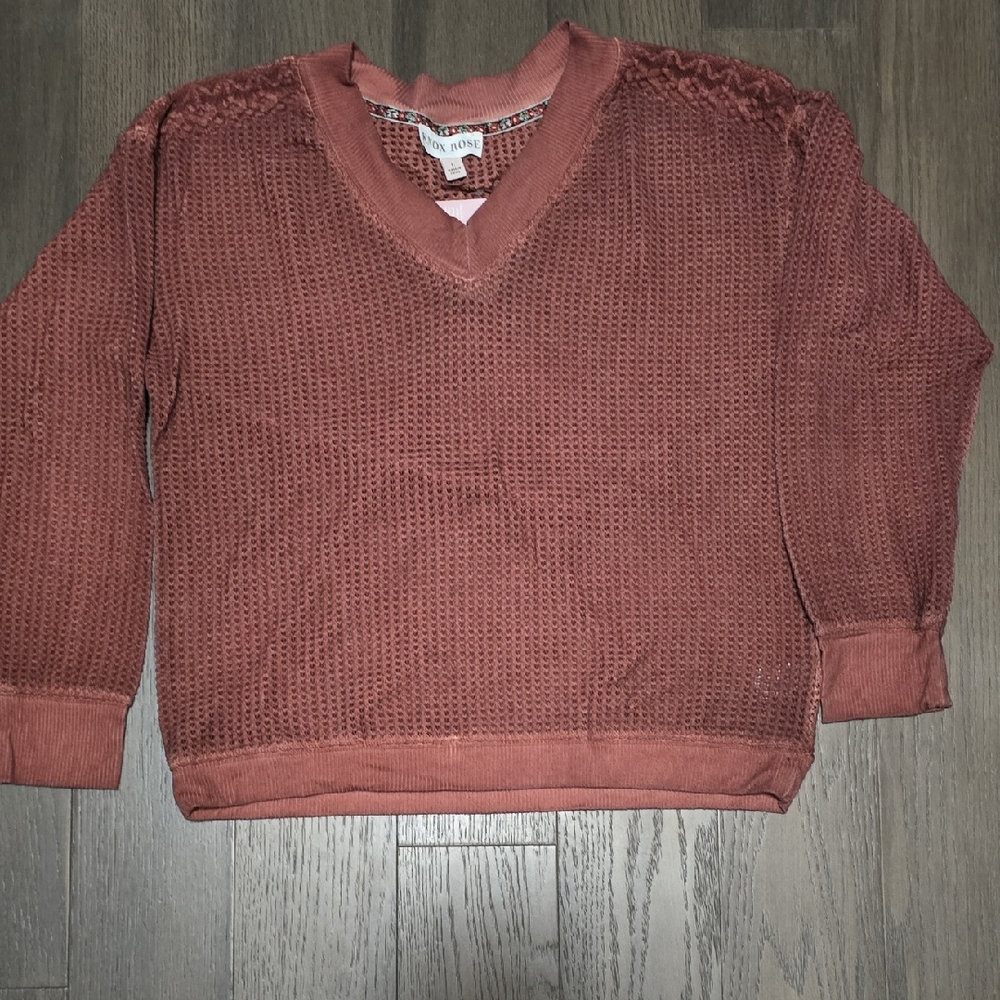 Knox Rose...Rose And Brown Textured Knit Sweater
